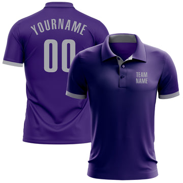 Custom Purple Gray Performance Golf Polo Shirt