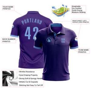 Custom Purple Light Blue Performance Golf Polo Shirt