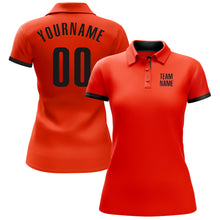 Load image into Gallery viewer, Custom Orange Black Performance Golf Polo Shirt
