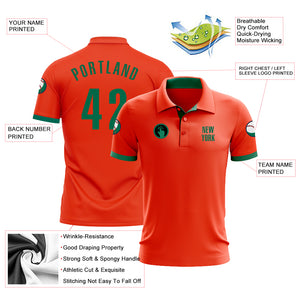 Custom Orange Kelly Green Performance Golf Polo Shirt