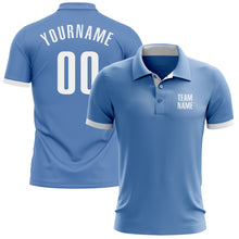 Laden Sie das Bild in den Galerie-Viewer, Custom Light Blue White Performance Golf Polo Shirt
