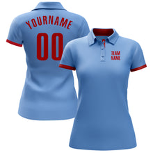 Загрузить изображение в средство просмотра галереи, Custom Light Blue Red Performance Golf Polo Shirt
