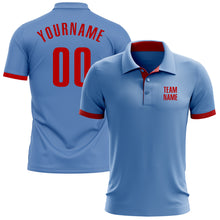 Загрузить изображение в средство просмотра галереи, Custom Light Blue Red Performance Golf Polo Shirt

