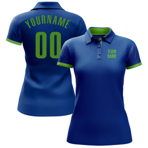 Custom Royal Neon Green Performance Golf Polo Shirt