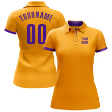 Laden Sie das Bild in den Galerie-Viewer, Custom Gold Purple Performance Golf Polo Shirt
