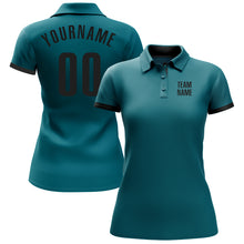 Laden Sie das Bild in den Galerie-Viewer, Custom Teal Black Performance Golf Polo Shirt
