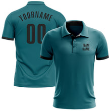 Laden Sie das Bild in den Galerie-Viewer, Custom Teal Black Performance Golf Polo Shirt
