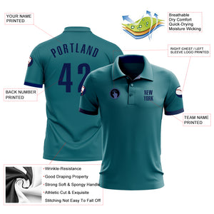 Custom Teal Navy Performance Golf Polo Shirt