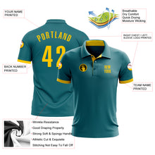 Load image into Gallery viewer, Custom Teal Yellow Performance Golf Polo Shirt

