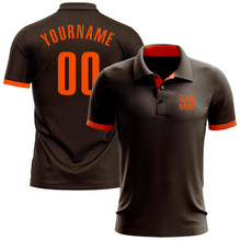 Laden Sie das Bild in den Galerie-Viewer, Custom Brown Orange Performance Golf Polo Shirt
