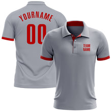 Load image into Gallery viewer, Custom Gray Red Performance Golf Polo Shirt

