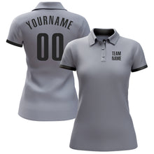 Load image into Gallery viewer, Custom Gray Black Performance Golf Polo Shirt
