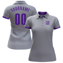 Laden Sie das Bild in den Galerie-Viewer, Custom Gray Purple Performance Golf Polo Shirt
