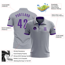 Load image into Gallery viewer, Custom Gray Purple Performance Golf Polo Shirt
