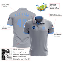 Laden Sie das Bild in den Galerie-Viewer, Custom Gray Light Blue Performance Golf Polo Shirt
