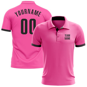 Custom Pink Black Performance Golf Polo Shirt