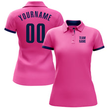 Laden Sie das Bild in den Galerie-Viewer, Custom Pink Navy Performance Golf Polo Shirt

