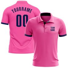 Laden Sie das Bild in den Galerie-Viewer, Custom Pink Navy Performance Golf Polo Shirt
