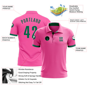 Custom Pink Kelly Green Performance Golf Polo Shirt