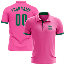 Laden Sie das Bild in den Galerie-Viewer, Custom Pink Kelly Green Performance Golf Polo Shirt
