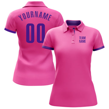 Custom Pink Purple Performance Golf Polo Shirt