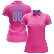 Load image into Gallery viewer, Custom Pink Light Blue Performance Golf Polo Shirt
