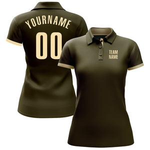 Custom Olive Cream Performance Salute To Service Golf Polo Shirt