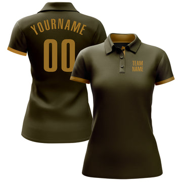 Custom Olive Old Gold Performance Salute To Service Golf Polo Shirt