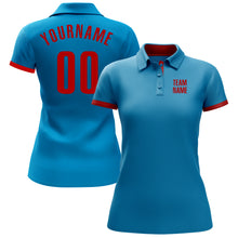 Load image into Gallery viewer, Custom Panther Blue Red Performance Golf Polo Shirt
