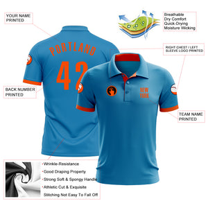 Custom Panther Blue Orange Performance Golf Polo Shirt