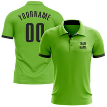Laden Sie das Bild in den Galerie-Viewer, Custom Neon Green Black Performance Golf Polo Shirt
