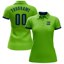 Laden Sie das Bild in den Galerie-Viewer, Custom Neon Green Navy Performance Golf Polo Shirt
