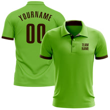 Load image into Gallery viewer, Custom Neon Green Brown Performance Golf Polo Shirt

