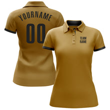Laden Sie das Bild in den Galerie-Viewer, Custom Old Gold Black Performance Golf Polo Shirt

