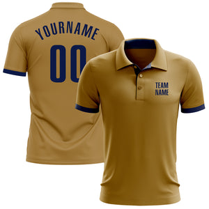 Custom Old Gold Navy Performance Golf Polo Shirt