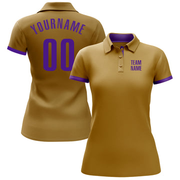 Custom Old Gold Purple Performance Golf Polo Shirt