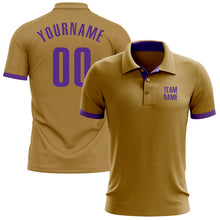 Laden Sie das Bild in den Galerie-Viewer, Custom Old Gold Purple Performance Golf Polo Shirt
