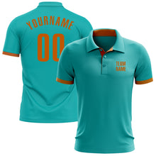 Load image into Gallery viewer, Custom Aqua Texas Orange Performance Golf Polo Shirt
