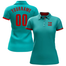 Laden Sie das Bild in den Galerie-Viewer, Custom Aqua Red Performance Golf Polo Shirt
