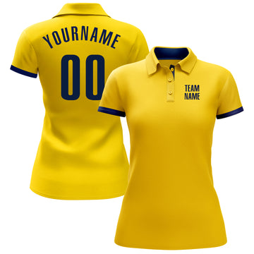 Custom Yellow Navy Performance Golf Polo Shirt