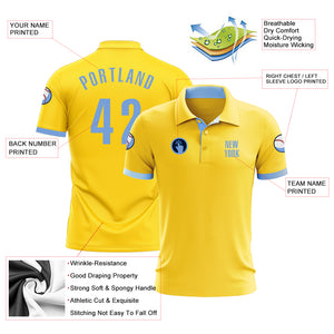 Custom Yellow Light Blue Performance Golf Polo Shirt