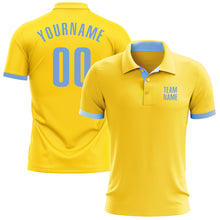 Laden Sie das Bild in den Galerie-Viewer, Custom Yellow Light Blue Performance Golf Polo Shirt
