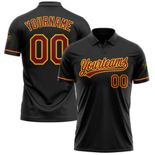 Загрузить изображение в средство просмотра галереи, Custom Black Crimson-Yellow Performance Vapor Golf Polo Shirt
