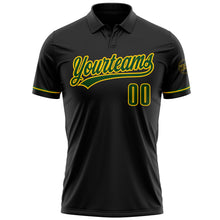 Load image into Gallery viewer, Custom Black Green-Yellow Performance Vapor Golf Polo Shirt
