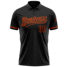 Load image into Gallery viewer, Custom Black Black-Orange Performance Vapor Golf Polo Shirt
