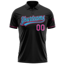 Load image into Gallery viewer, Custom Black Pink-Sky Blue Performance Vapor Golf Polo Shirt
