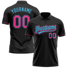 Загрузить изображение в средство просмотра галереи, Custom Black Pink-Sky Blue Performance Vapor Golf Polo Shirt
