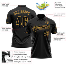 Laden Sie das Bild in den Galerie-Viewer, Custom Black Black-Old Gold Performance Vapor Golf Polo Shirt

