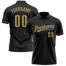 Laden Sie das Bild in den Galerie-Viewer, Custom Black Old Gold Performance Vapor Golf Polo Shirt
