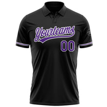 Laden Sie das Bild in den Galerie-Viewer, Custom Black Purple-White Performance Vapor Golf Polo Shirt
